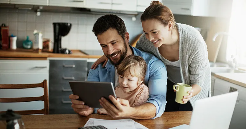 Photo of a young family spending morning together